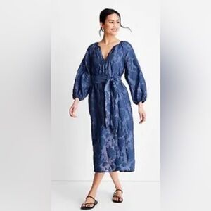 Women's Puff Sleeve Belted Midi Dress - Future Collective with Jenny K. Lopez